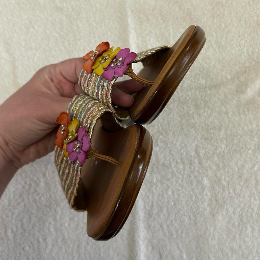 Italian Shoemakers sandals with colorful flower embellishments and beads Size 9 - Picture 7 of 8